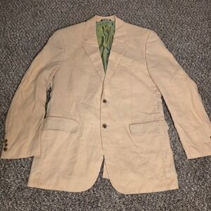 Alan Flusser Mens 100% Linen Blazer Sport Coat Tan Beige Size 40R